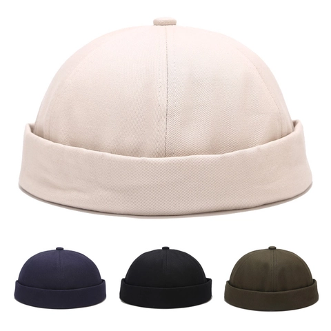 Retro Docker Hat Katoen Randloze Skull Cap Verstelbare Streetwear Vintage Stijl Miki Pet Voor Heren Dames