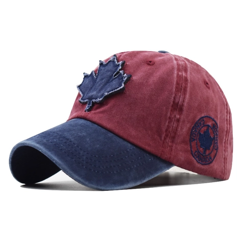 Cappello Da Baseball In Cotone Lavato Ricamo Foglia Di Acero Canada Stile Retrò Regolabile Cappello Da Sole Per Adulti