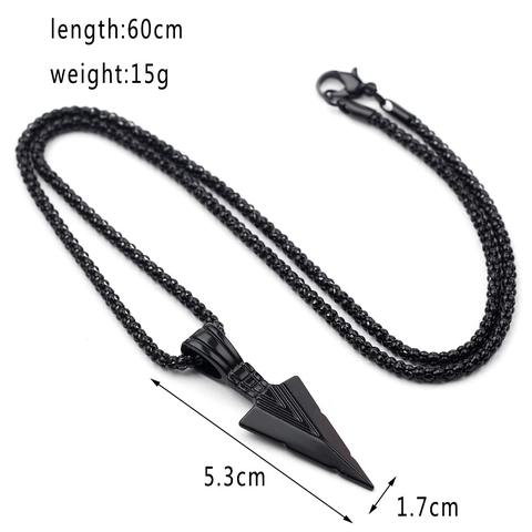 Arrowhead Pendant Necklace Alloy Metal Retro Spearhead Hip Hop Style Jewelry For Men