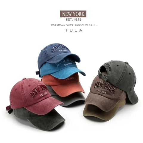 New York Bestickt Gewaschene Baumwolle Baseballkappe Vintage Verstellbarer Hut Für Herren Damen Lässige Outdoor-Kappe