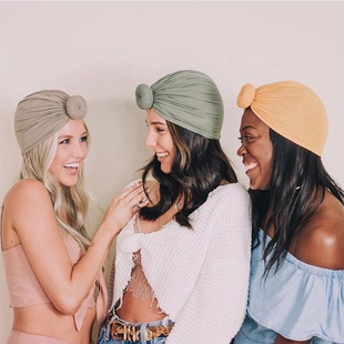 Cappello Turbante a Ciambella per Donna e Bambino con Nodo Pieghettato Stile Bohémien in Cotone Poliestere Elastico