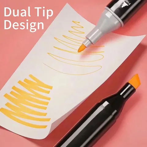 Dual Tip Art Markers Plastic Alcohol Based Permanent Ink Sketching Pens Drawing Coloring Manga Illustration Students