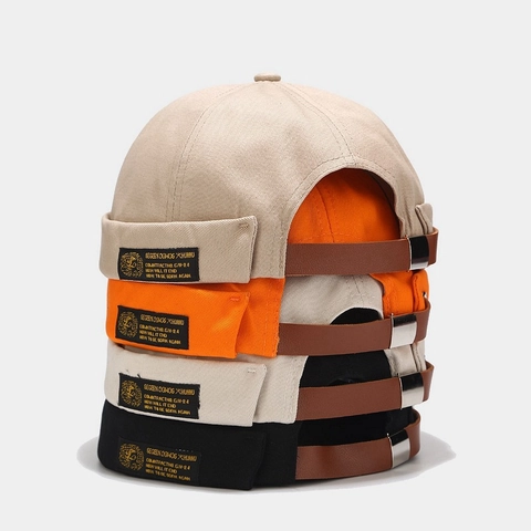 Cappello Docker Retro In Cotone Senza Tesa Con Cinturino In Pelle Regolabile Beanie Streetwear Vintage Per Uomo Donna