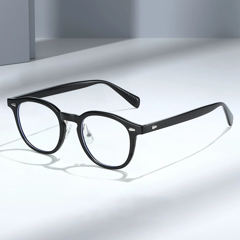 Monture De Lunettes Rondes Rétro TR90 Anti Lumière Bleue Optique Pour Femmes Hommes Style Japonais Coréen Monture Complète