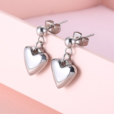 Orecchini Pendenti A Cuore Acciaio Inossidabile Lucidato Geometrico Gioielli Alla Moda Regalo Per Donne Ragazze