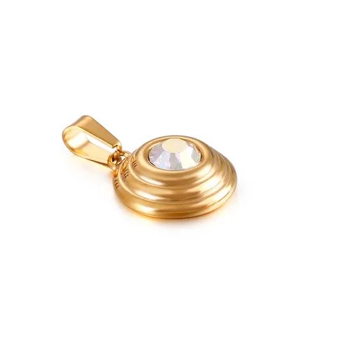 Colgante De Collar De Acero De Titanio Redondo Con Capas E Incrustaciones De Circón De Colores Joyas Geométricas Mujer