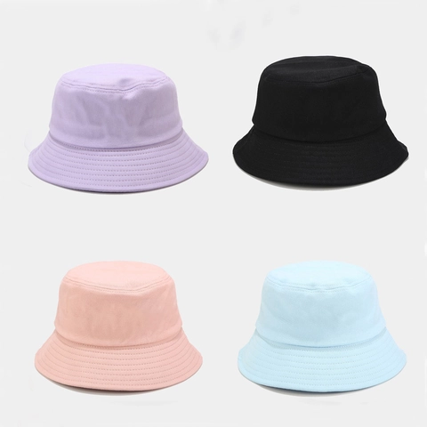 Women Cotton Bucket Hat Summer Plain Solid Color Sun Protection Packable Outdoor Fisherman Cap Breathable Minimalist Hat
