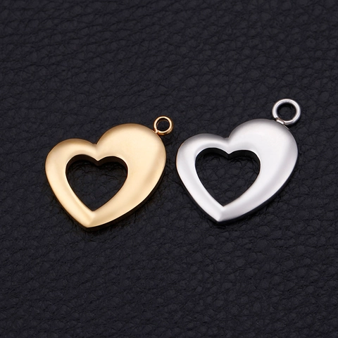Colgante Corazón Hueco De Acero Inoxidable Dije Metal Pulido Para DIY Collar Pulsera Fabricación De Joyas Accesorio