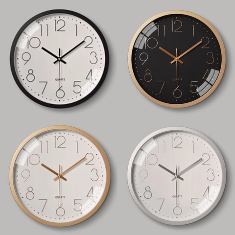 Modern Wall Clock Silent Non-Ticking 3D Numbers Large Round Decorative Plastic Quartz Movement For Living Room Office Kitchen