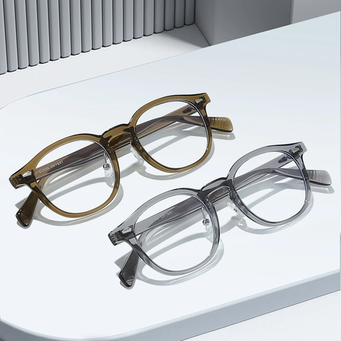 Monture De Lunettes Rondes Rétro TR90 Anti Lumière Bleue Optique Pour Femmes Hommes Style Japonais Coréen Monture Complète