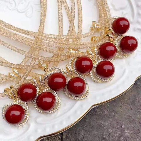 Collana E Bracciale In Tubo Di Maglia Rame Riempito Di Cristallo Ciondolo Perla Artificial Gioielli Di Moda Eleganti Regolabili Per Donne