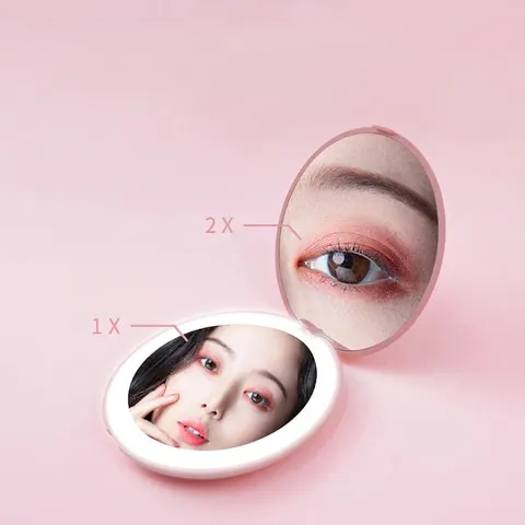 Specchio Trucco LED Illuminato Portatile Pieghevole Manuale Specchio Ingranditore Doppia Faccia Specchio Vanità ABS Vetro Per Trucco Viaggio