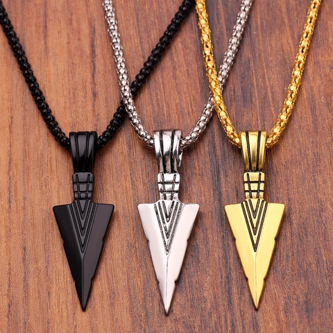 Vintage Pijlpunt Hanger Ketting Legering Speerpunt Geometrische Driehoek Sieraden Voor Mannen En Vrouwen Hip Hop Stijl