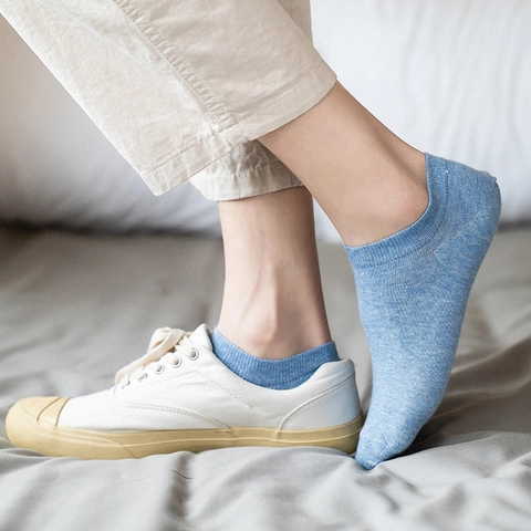Low Cut Invisible Socks Breathable Sweat Absorbent Cotton Solid Color Casual No Show Boat Socks For Men