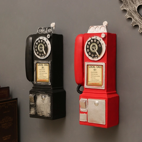 Modelos De Resina Industrial Vintage Teléfono Retro Máquina De Coser Radio Timón Adornos De Pared Decoración Del Hogar