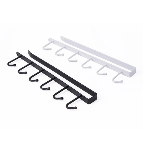 Organisateur de Cuisine en Métal à Crochets Multiples sous Placard pour Tasses Ustensiles sans Perçage Support à Crochets Suspendus