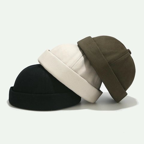 Gorro Docker Miki Gorra Sin Ala Algodón Retro Streetwear Color Sólido Ajustable Marinero Para Hombres Mujeres Hip Hop