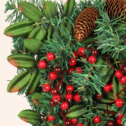 Christmas Teardrop Swag Pine Cone Red Berry Upside Down Tree Artificial Hanging Wall Door Decor Festive Ornament