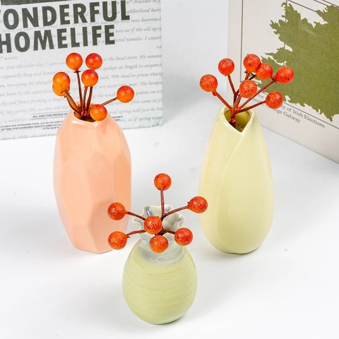 Artificial Berry Branches Faux Red Fruit Stems For Home Decor Flower Arrangement Plastic Foam Decorative