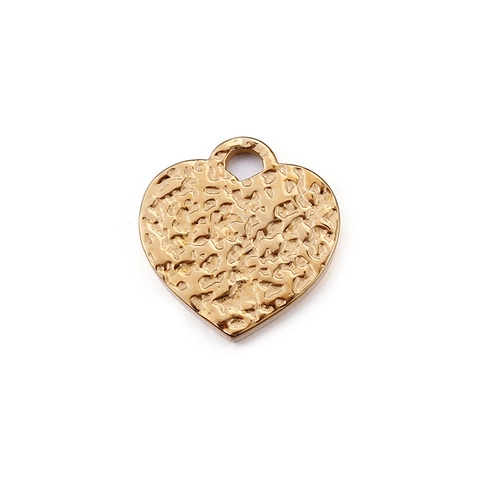 Colgantes Corazón Martillado Acero Inoxidable Chapado En Oro 18K DIY Accesorios Joyería Charms Metal Texturizado