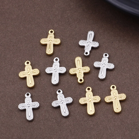 Roestvrijstalen Kruis Hangers Getextureerde Religieuze Charms Voor DIY Sieraden Ketting Armband Maken Accessoires