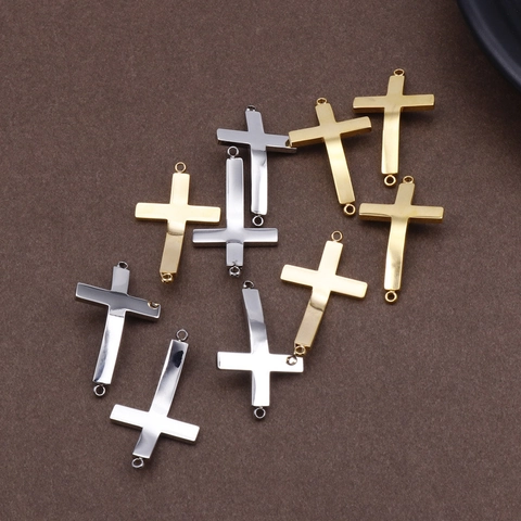 Edelstahl Kreuz Schmuckverbinder Anhänger Für DIY Armband Halskette Herstellung Religiöses Design Polierte Metallglieder