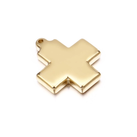 Cross Pendant Stainless Steel Polished DIY Jewelry Making Accessory Necklace Bracelet Component Gold And Silver Tone