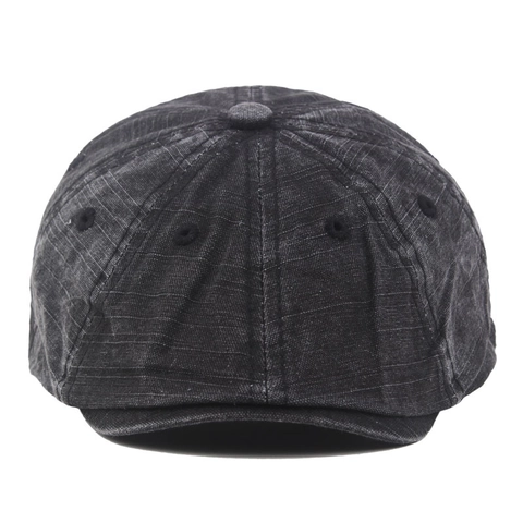 Vintage Newsboy Cap For Men Washed Cotton Flat Cap Adjustable Retro Ivy Driving Peaked Hat Solid Color Breathable