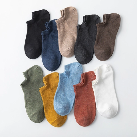 Low Cut Invisible Socks Breathable Sweat Absorbent Cotton Solid Color Casual No Show Boat Socks For Men