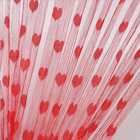 String Curtain Tassel Room Divider Heart Pattern Polyester Door Screen Decorative Drape Romantic Window Treatment