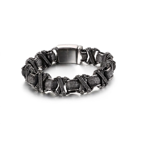 Bracciale Catena Gotica Da Uomo Acciaio Inossidabile 316L Motivo Croce X Vintage Punk Stile Industriale Gioielli