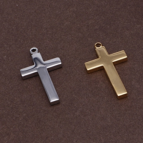 Pendentif Croix En Acier Inoxydable Poli Simple Religieux Charme Pour La Fabrication De Bijoux DIY Colliers Hommes Femmes