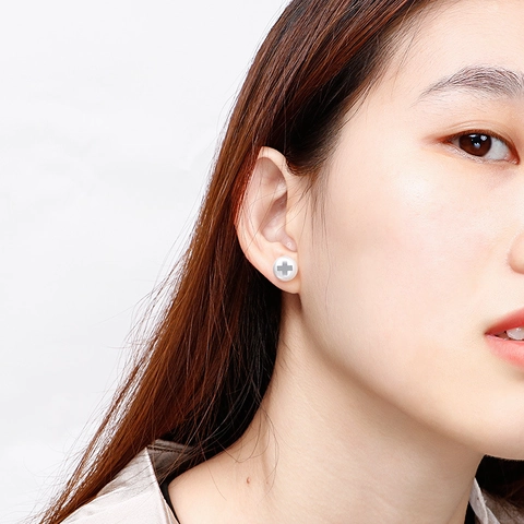 Cross Artificial Pearl Stud Earrings Stainless Steel Elegant Fashion Jewelry For Women Simple Religious Style Accessory