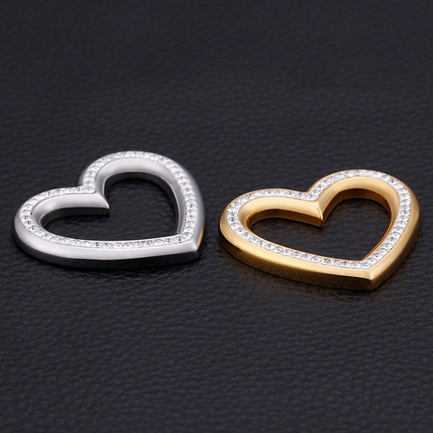 Colgantes De Corazón Hueco De Acero Inoxidable Con Diamantes De Imitación Accesorios Para Joyas DIY Dijes De Collar