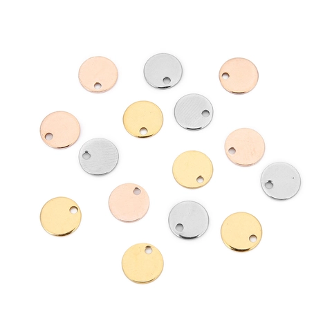 Stainless Steel Round Disc Pendants Blank Smooth Metal Tags With Hole For DIY Jewelry Making Accessories Women