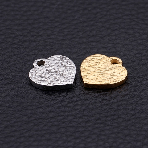 Colgantes Corazón Martillado Acero Inoxidable Chapado En Oro 18K DIY Accesorios Joyería Charms Metal Texturizado