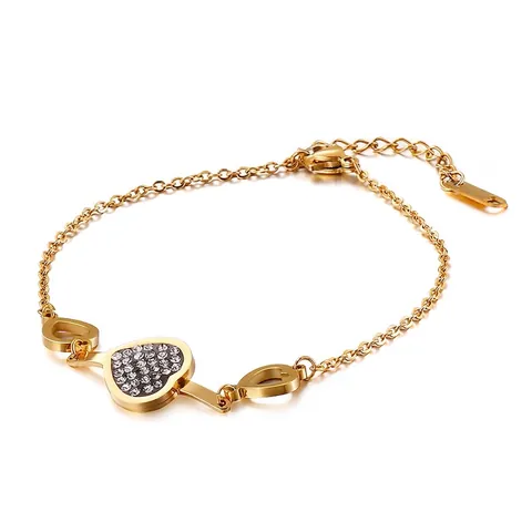Bracciale Con Pendente A Cuore Per Donna Acciaio Inossidabile Intarsio In Zircone Gioielli Cavi Regolabili