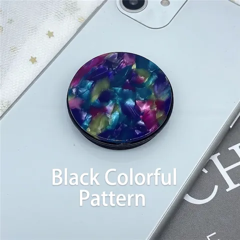 Support de Poignée de Téléphone Extensible Stand Pliable Texture Acétate Motif Écaille de Tortue Support de Bureau Tablettes Universel
