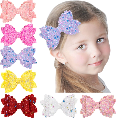 Glitzernde Pailletten Haarschleifen Für Mädchen Glitter Gelaagte Alligator Clips Haar-Accessoires