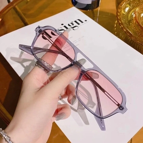 Sunglasses Retro Double Bridge Square Oversized PC Metal Frame UV400 Protection Fashion For Men Women