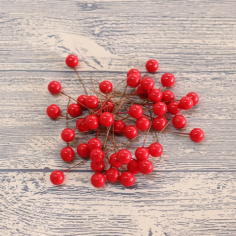 Artificial Red Berries Foam Simulation Holly Fruit With Flexible Iron Wire Stem For Christmas DIY Crafts Home Decor