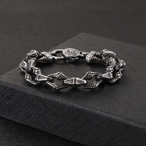 Bracciale Catena Gotica Da Uomo Acciaio Inossidabile 316L Motivo Croce X Vintage Punk Stile Industriale Gioielli