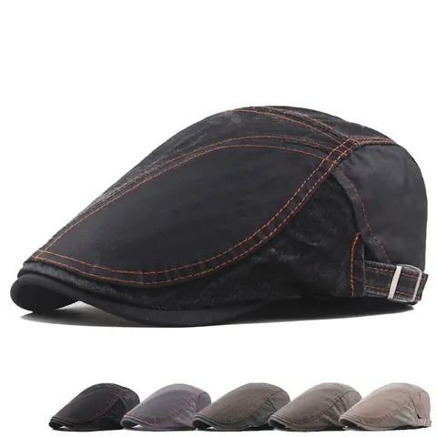 Coppola Vintage In Cotone Lavato Cuciture A Contrasto Berretto Retro Regolabile Cappello Da Sole Uomo Casual