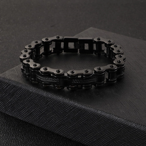 Bracciale Catena Da Moto Per Uomo Acciaio Inoxidabile Pesante Industriale Punk Rock Biker Gioielli Bangle Con Dettaglio In Fune