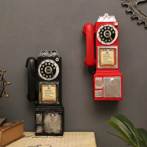 Modelos De Resina Industrial Vintage Teléfono Retro Máquina De Coser Radio Timón Adornos De Pared Decoración Del Hogar