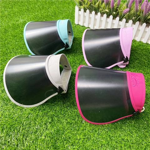 Unisex Wide Brim Sun Visor Hat UV Protection Translucent PVC Adjustable Empty Top Cap For Outdoor Riding Fishing Beach