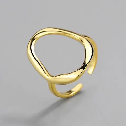 Simple Géométrique Irrégulier Creux Bague Minimaliste Cuivre Électroplaqué Or Argent Ouverte Réglable Bague pour Femme Créatif Bijoux Mode