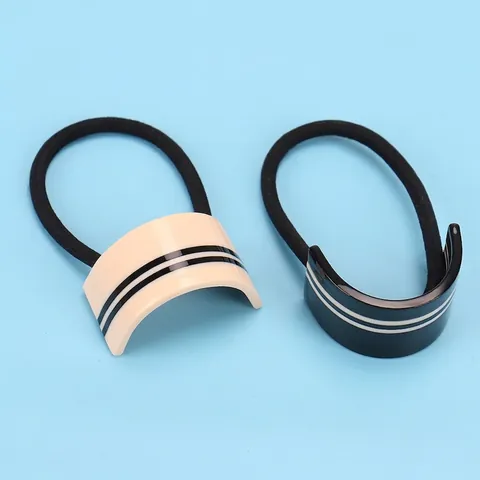 Minimalistische Azetat Bogen Gestreifte Haargummis Hochelastischer Pferdeschwanz Halter Haarschmuck Für Frauen