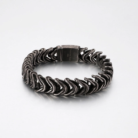 Men Vintage Dragon Scale Link Bracelet 316L Stainless Steel Retro Industrial Bone Chain Jewelry Bangle Masculine