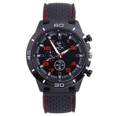 Men Quartz Sport Watch With Silicone Strap Japan Movement Luminous Analog Casual Wristwatch Plastic Case Round Dial